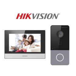 DS-KIS603-P(C) - Kit Video Portero IP - Panel + Monitor - Incluye 2 fuentes - 1 Pulsador de llamada - HIKVISION (Cod:10040)